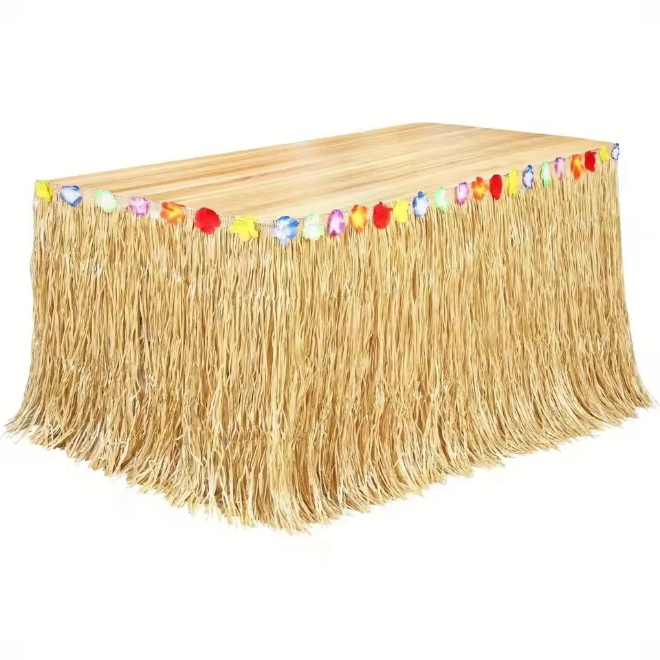 Hawaiian Party Decorations Tropical Luau Grass Table Skirt Luau Party Hula Skirt Tiki Hawaii Themed Summer Beach Birthday Party
