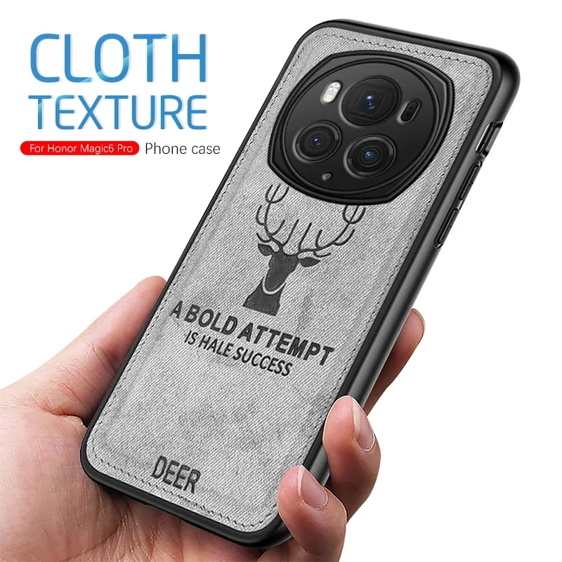 Cloth Texture Case For Honor Magic 6 Pro 6Pro Magic6 Magic6Pro Antler Pattern Huawei honer honar hone 6Magic honour honorMagic6