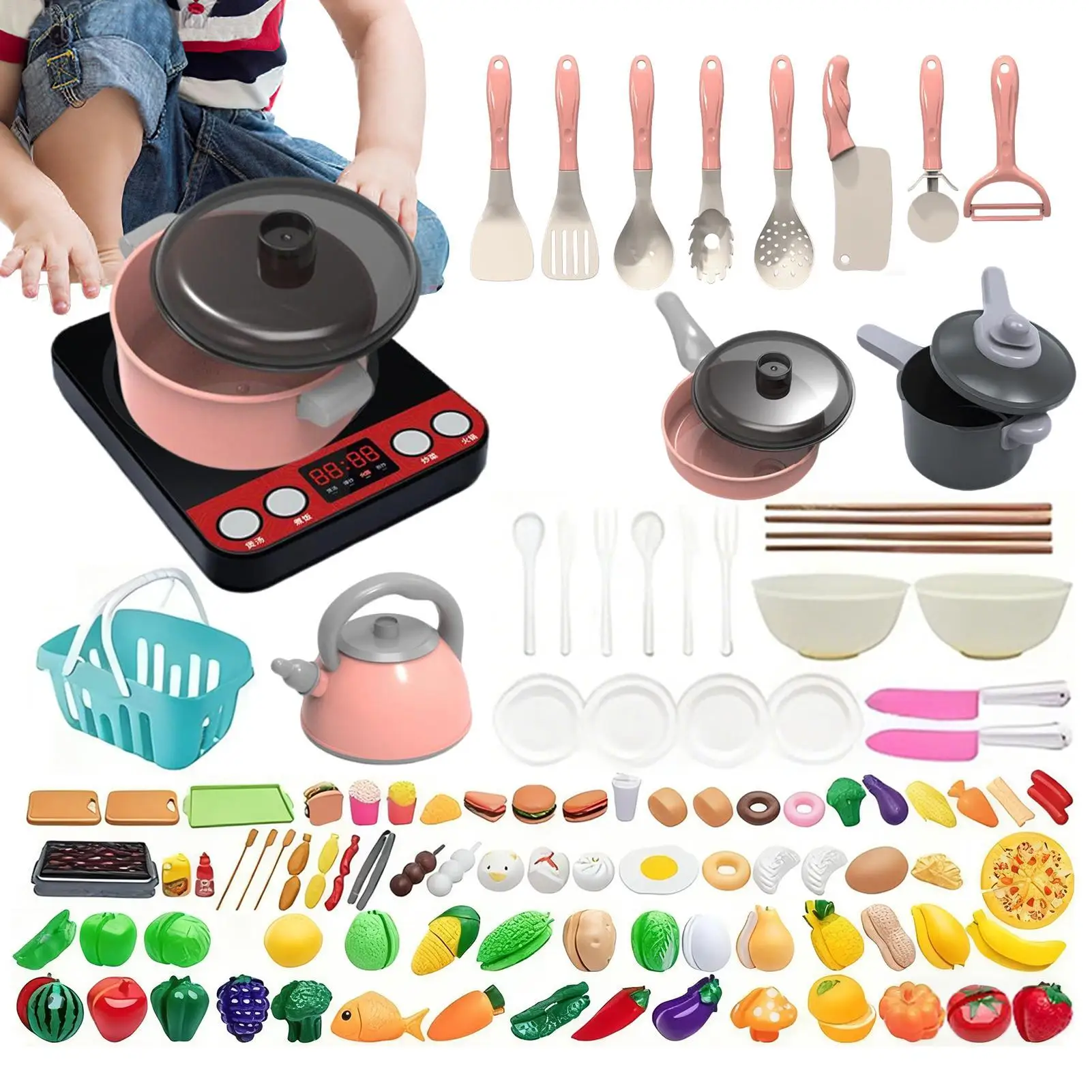 

Детский игровой кухонный детский кулинарный игровой набор из 110 предметов, детская посуда, ролевые игрушки для дома, класса, ролевые игры, вечерние, путешествия