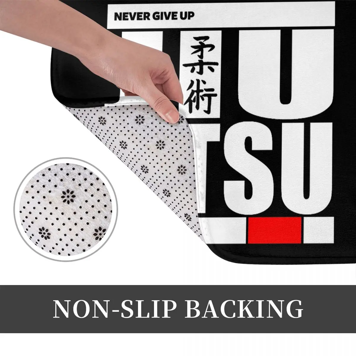 Jiu Jitsu - Never Give Up Never Quit Anti-slip Doormat Floor Mat Carpet Rug for Kitchen  Home Bathroom Living room Footpad Mats