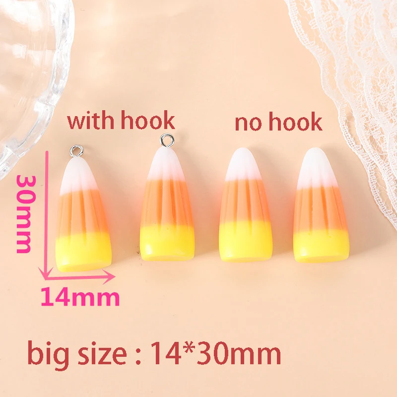 50/100Pcs wholesale Resin 3D Candy Corn Halloween Miniature Cabochon Art Supply DIY Craft Decoration Homemade Gift Phone Deco