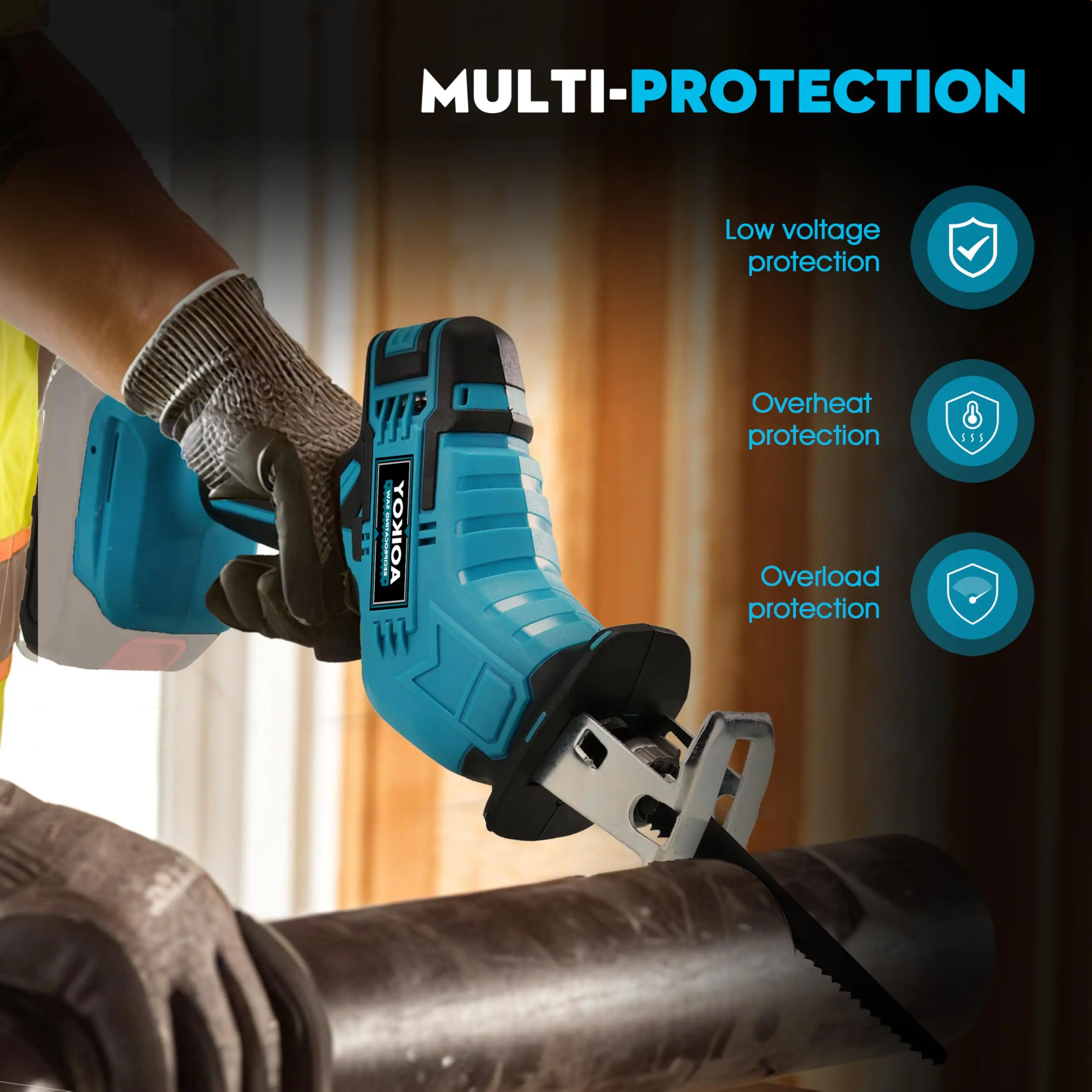 

Cordless Reciprocating Saw Brushless Power Recipro Saw 3000 RPM Variable Speed Quick Blade Change For Wood/Metal/PVC Cutting