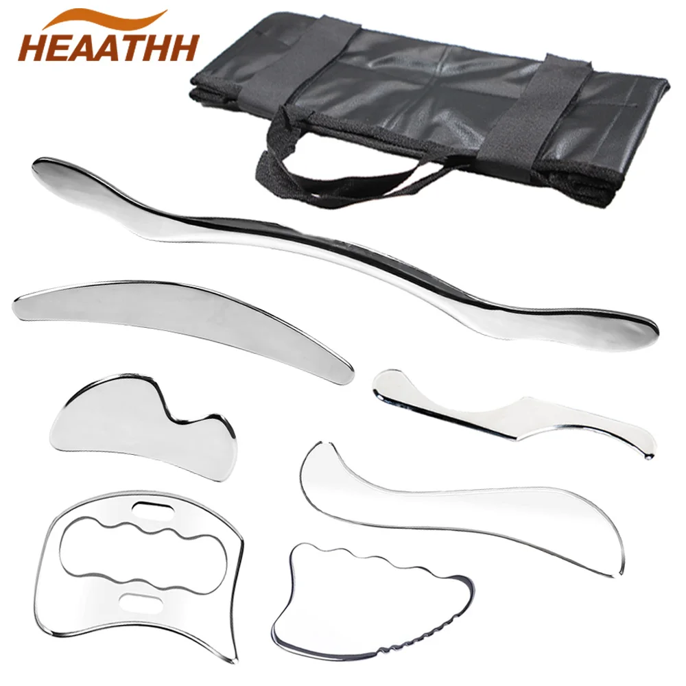 

2/4/7Pcs Sport Stainless Steel Gua Sha Scraper Physical Therapy Fascia Knife Myofascial Release IASTM Tools Physiotherapy Knife