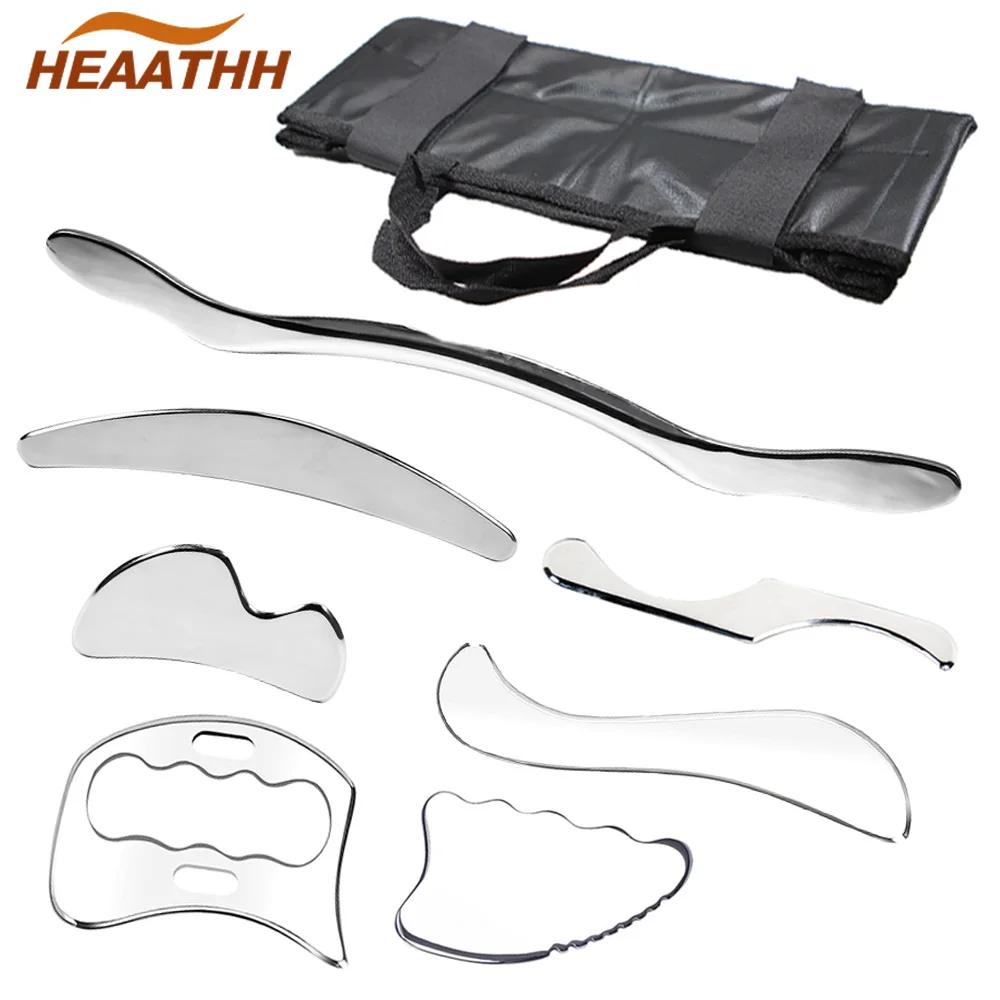 2/4/7Pcs Sport Stainless Steel Gua Sha Scraper Physical Therapy Fascia Knife Myofascial Release IASTM Tools Physiotherapy Knife