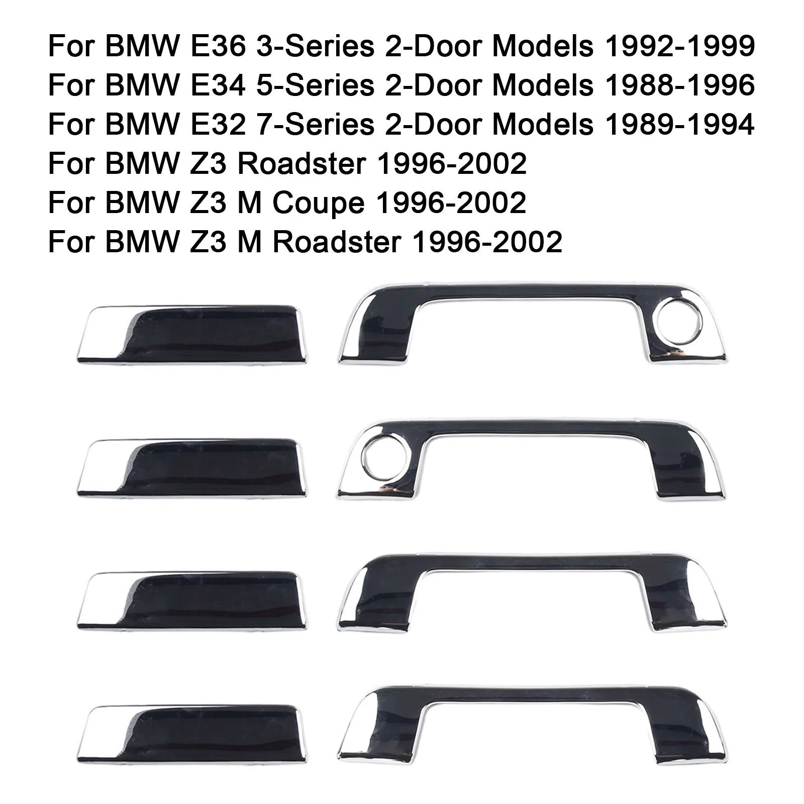 For E36 3-Series Trim Door Handle Cover Accessories Chrome For Z3 Roadster 1996-2002 Kit Set Side Silver