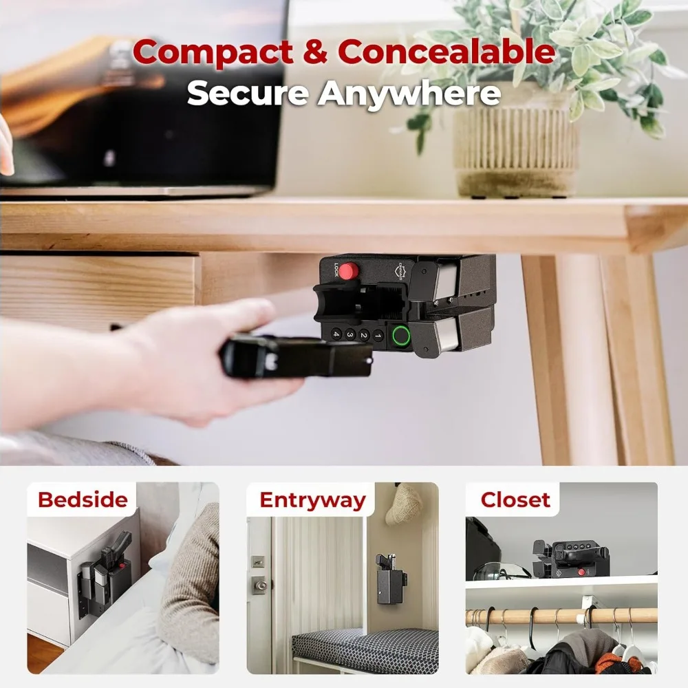 Biometric Pistol Gun Safe – Car and Bedside gun Safe for handgun with Fingerprint Trigger Lock for Quick Access, Fast Entry for