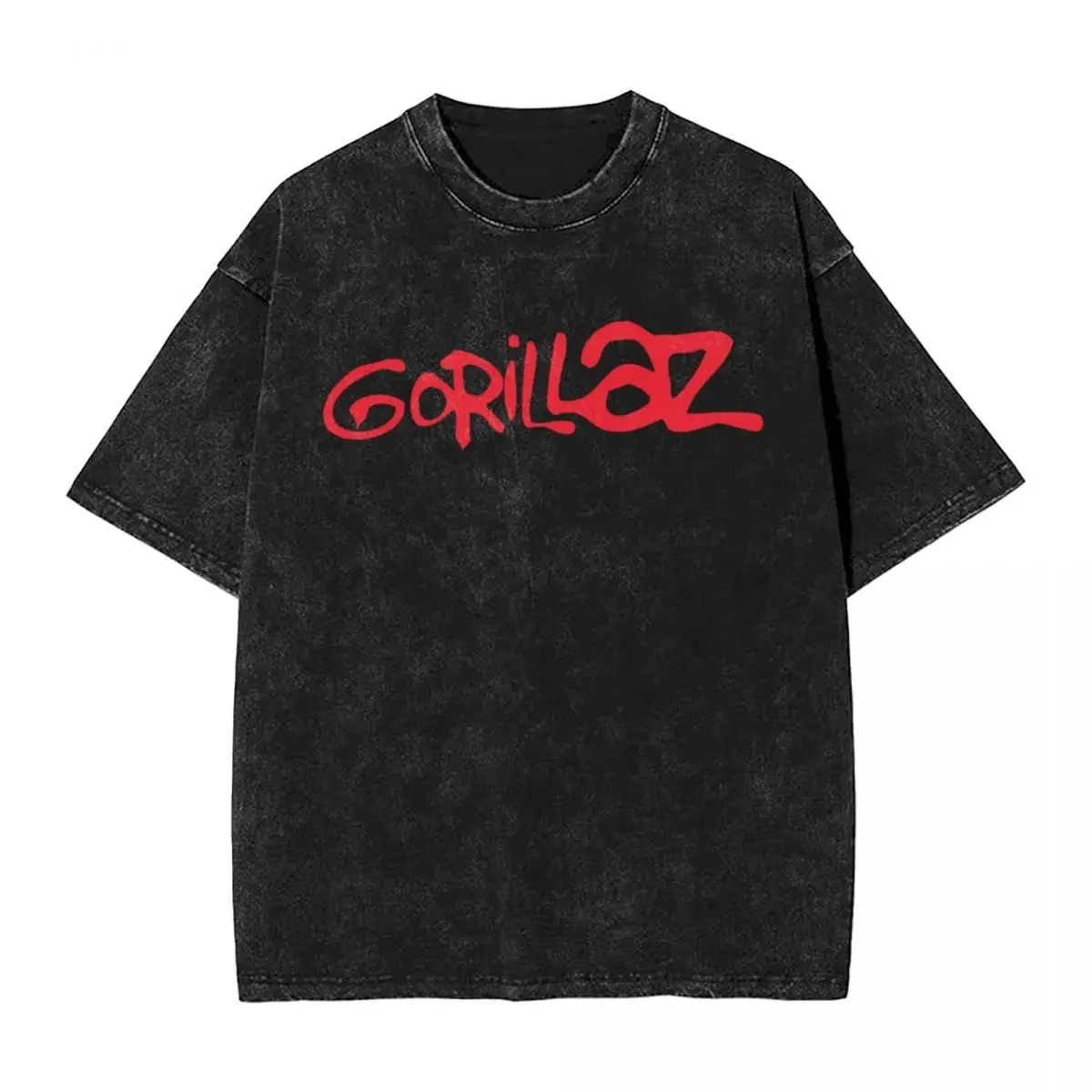 Washed T Shirts Gorillaz Geep Logo Hip Hop T-Shirt Street Music
