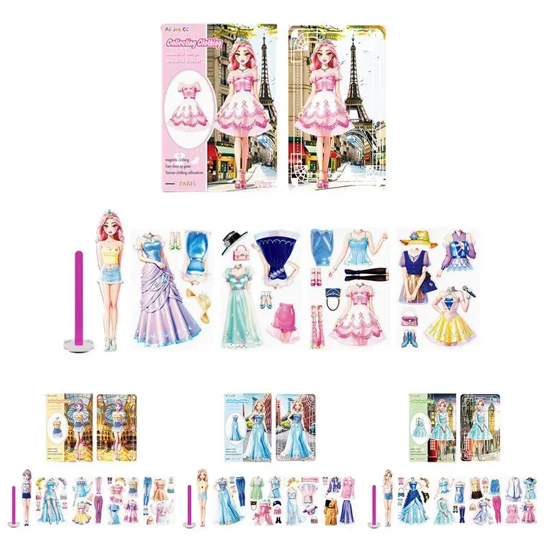 Creative Puzzles Created Imagine Set Girls Magnetic Dress Up Princess Paper Doll Kit Birthday Gift For Kids Home Nursery School