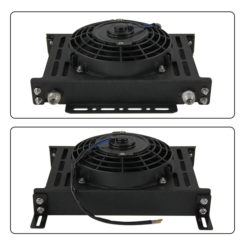 

28 Row Oil Cooler 10AN+7" Electric Fan+New Mounting Bracket Kit Universal Transmission Engine MOCAL Style 7/8"-14 UNF Aluminum