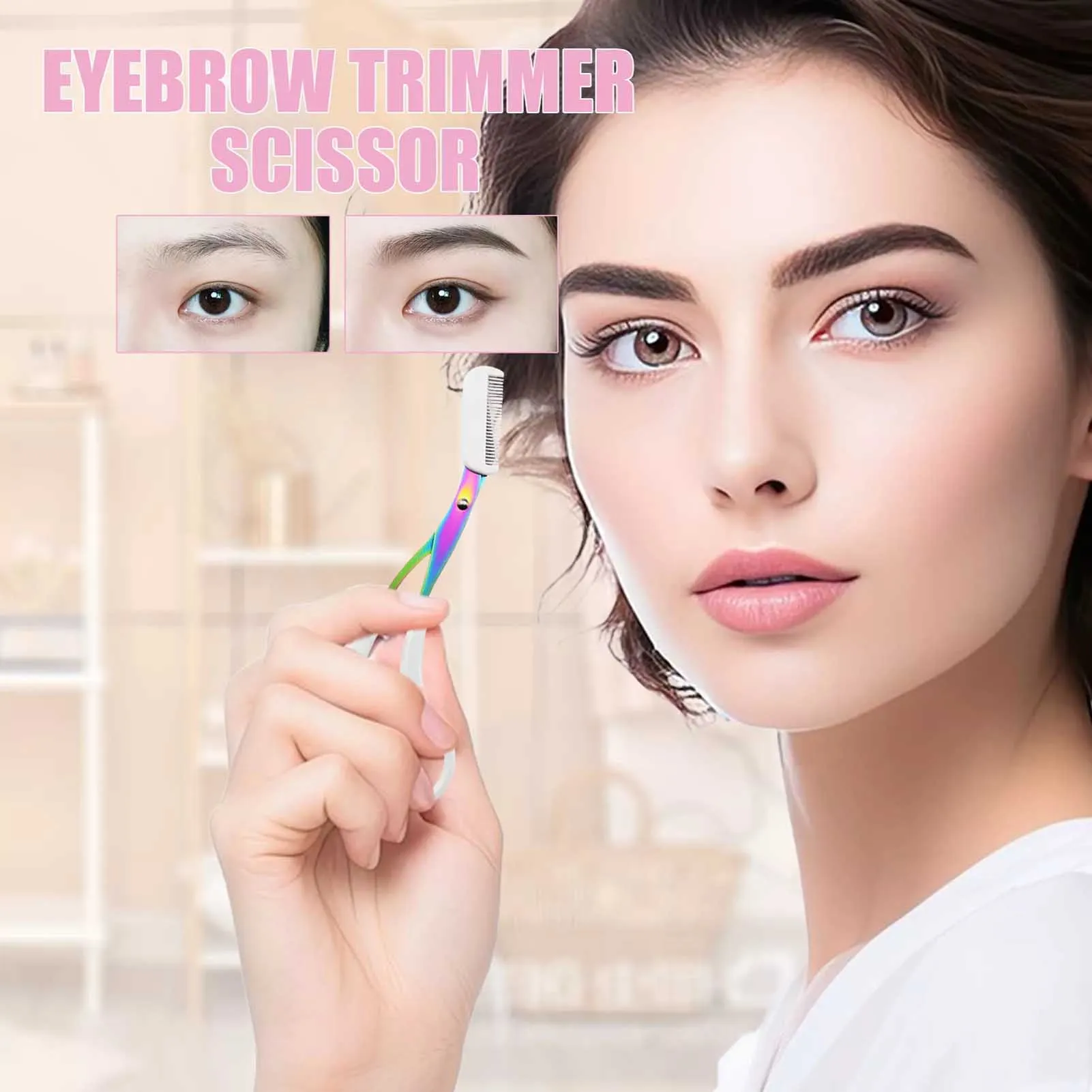 Color Eyebrow Trimmer Scissor with Comb All-in-One Shaper Epilator Cut Comb Scissors Suitable For Both Novices And Professionals