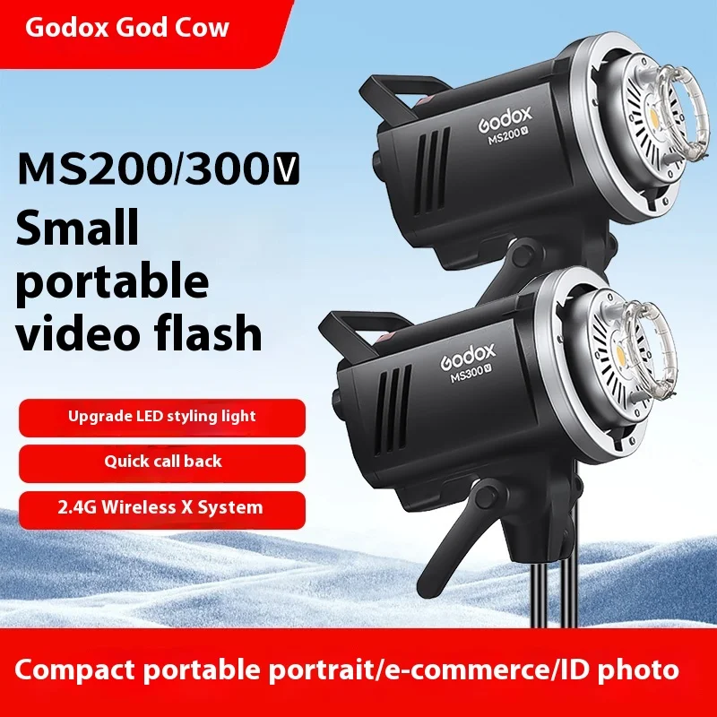 Godox MS200 200W MS300 300W Studio Flash 2.4G Built-in Wireless Receiver Lightweight Compact Durable Bowens Mount Studio Light