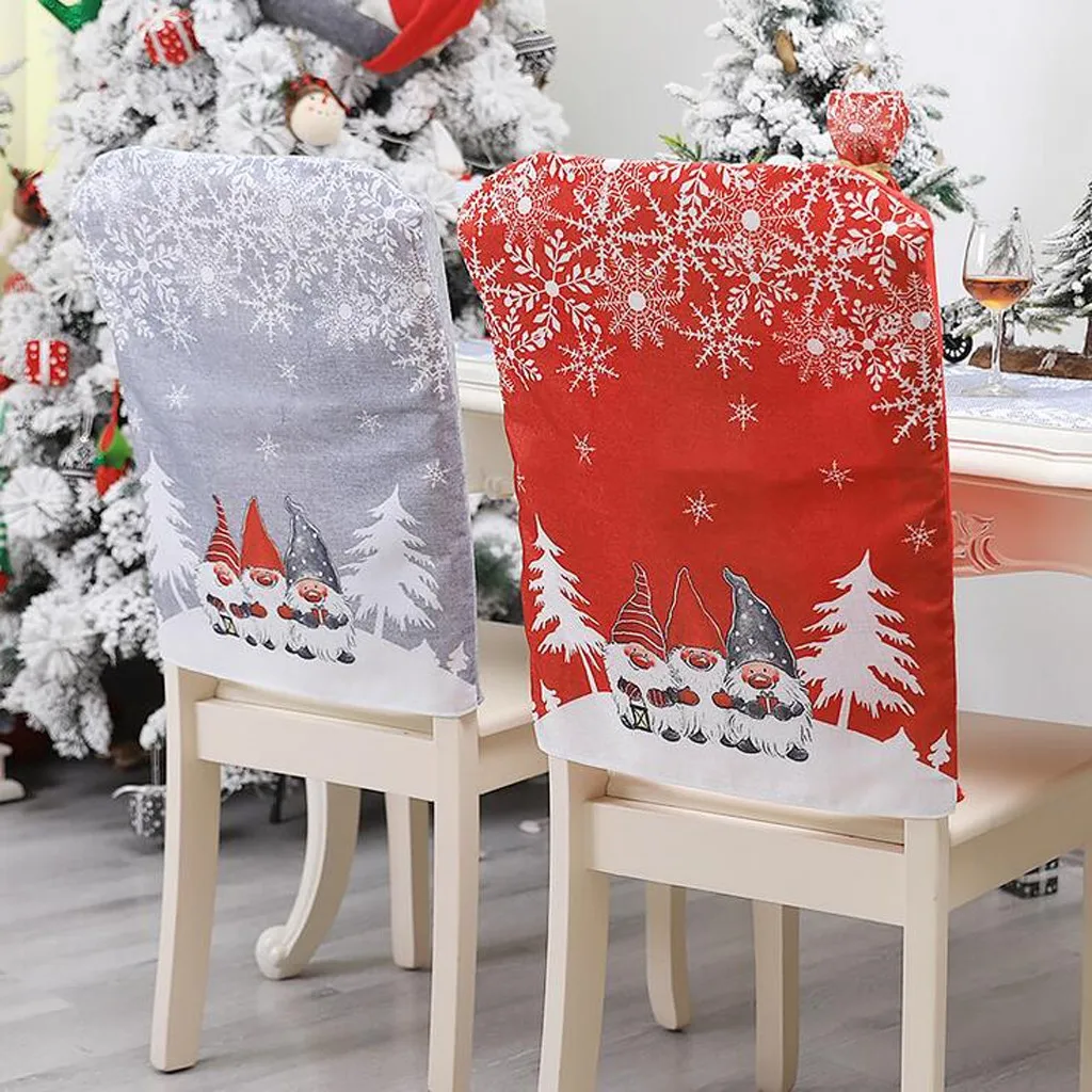 Christmas Chair Covers Christmas Non-woven Chair Set Cartoon Snowman Party Stool Set Decor Santa Claus Chair Covers for Xmas