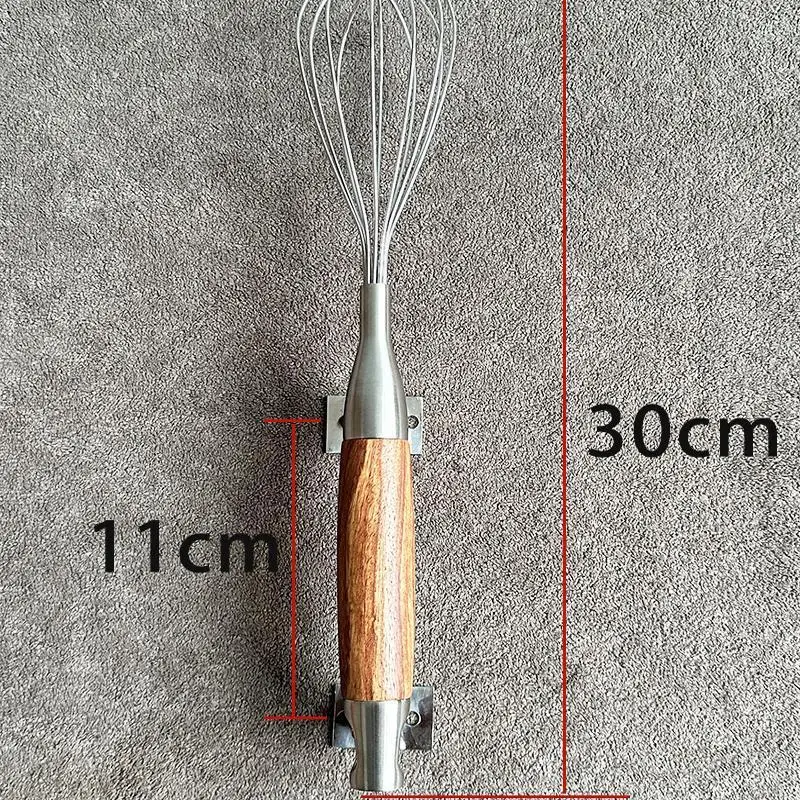 Stainless Steel Egg‑Beater Style Decorative Door Handle, Solid Wood Grip Specially for Restaurant Booth Milk Tea Cake Shop