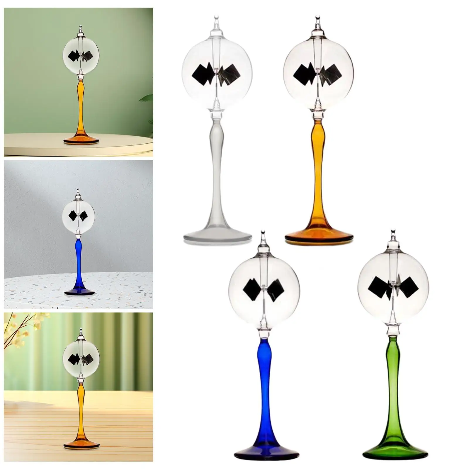 Crookes Solar Radiometer Tabletop Ornament Sunlight Energy Rotating Vanes for Office Table Fireplace Gift