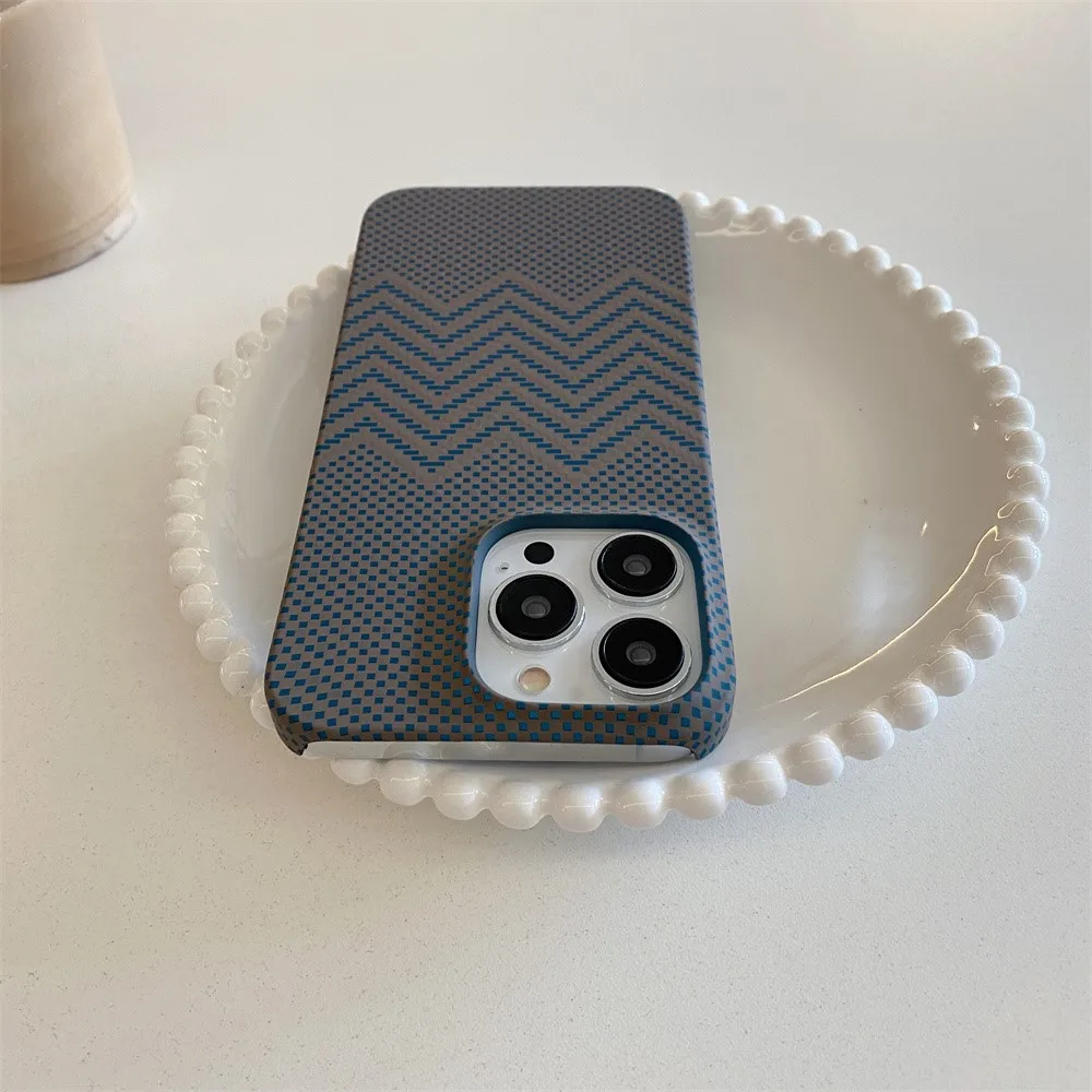 Business Carbon Fiber Pattern Case for iPhone 15 14 Plus 13 12 11 Pro Max Shockproof Hard Plastic Retro Frameless Armor Cover