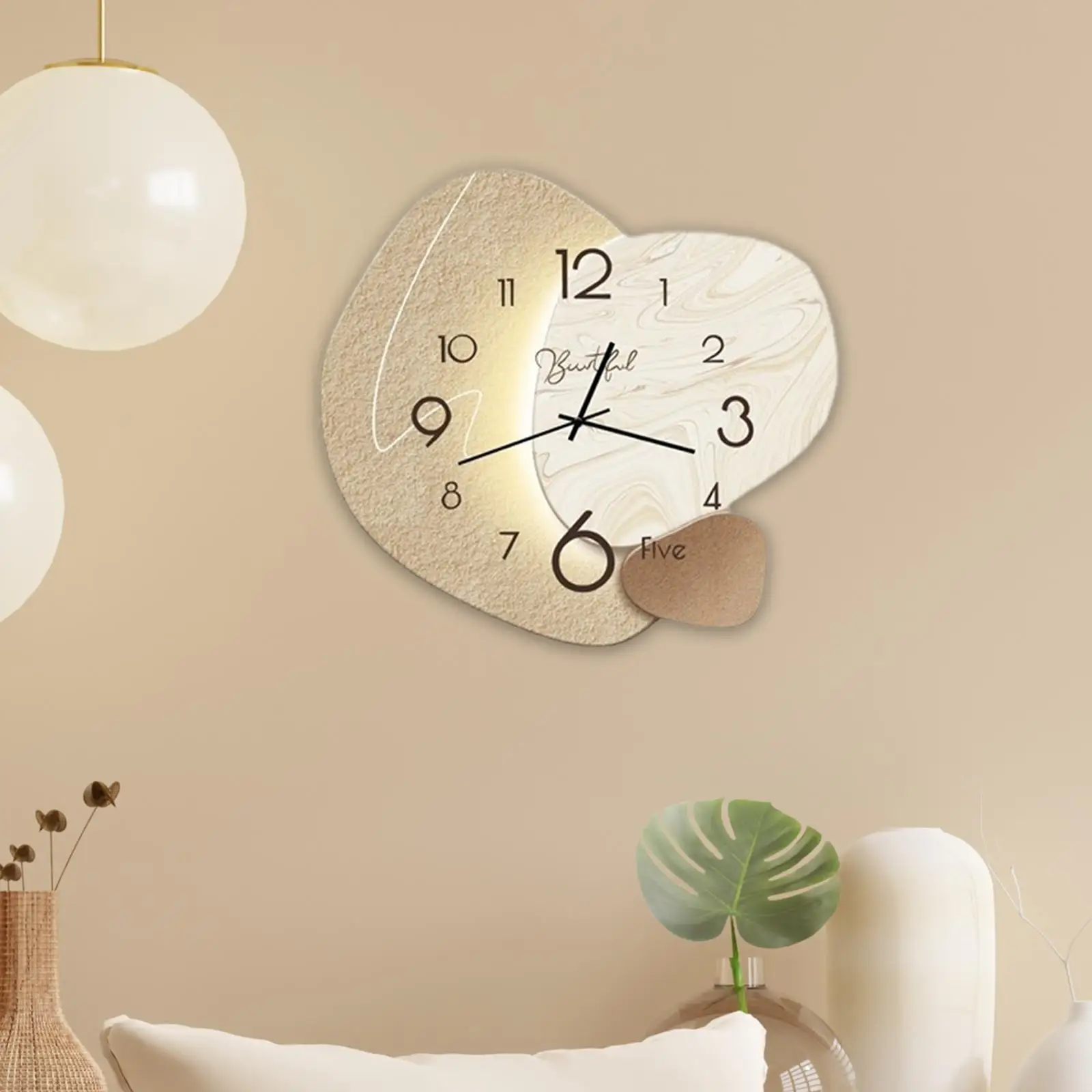 Nordic Style Wall Mounted Wall Clock Silent Decorative Clock Mute Hanging Ornament for Home Living Room Decoration