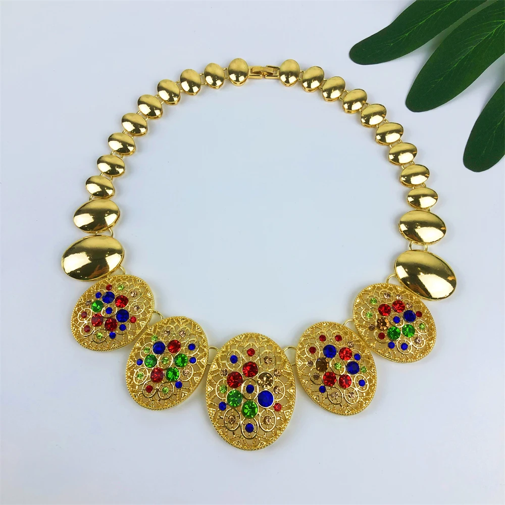 ESALE Luxury Design Gold Color Jewelry Set For Women Quality Trending Italy Necklace Earrings Bracelet And Ring Party Gift