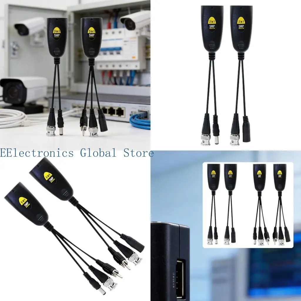 462B 5MP Security Camera Video Balun Transceiver Set, CVI Compatible Wiring Adapters for Shop Warehouse CCTV Setups