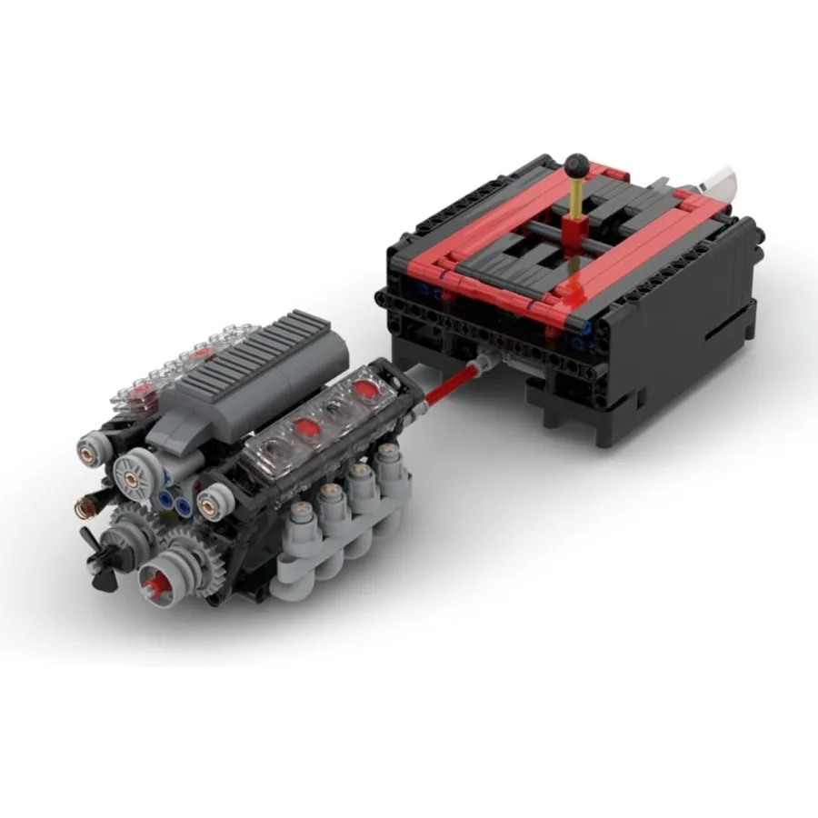 Set Blok Bangunan Mesin V8 dengan Gearbox 568 Buah Kit Pembuatan Mesin DIY Fungsi Mesin yang Berjalan Model Mesin Dinamis yang Beroperasi