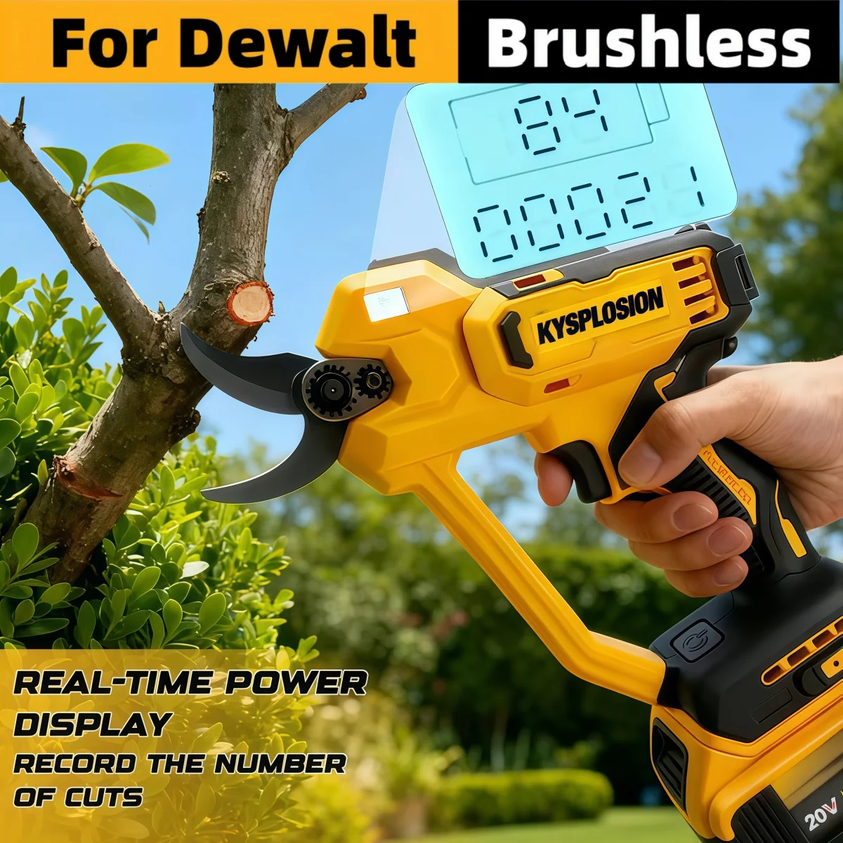 For Dewalt 20V Battery Pin Electric Goddess Brushless 50mm Electric Scissors Cordless Fruit Tree Bonsai Electric Pruning Shear