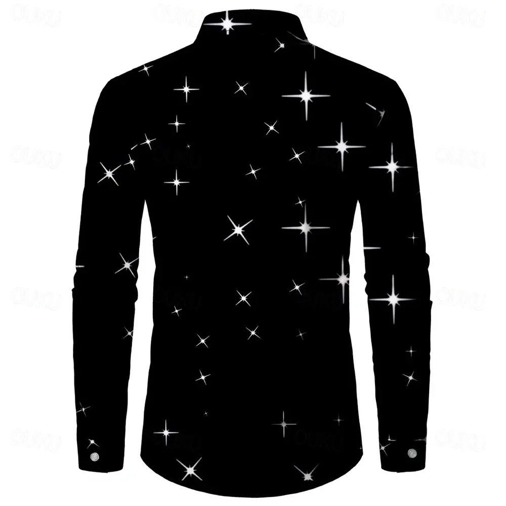 Christmas Costume Dress Shirt for Men - 3D Print Button Up Long Sleeve Four Seasons Wear Multi-Color