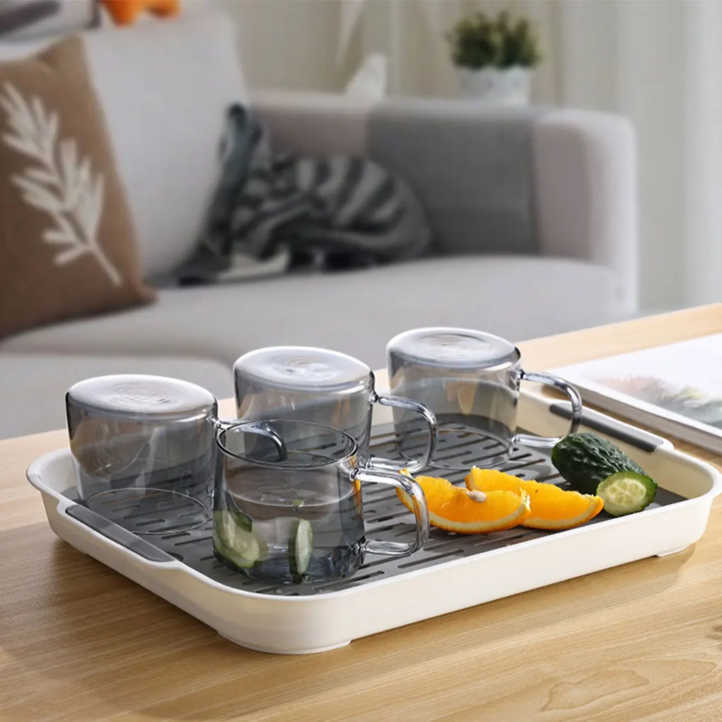 Dish Rack Tray Portable Multi Purpose Storage Tray Double Layer Drying Rack Detachable Dish Drainer Tray For Kitchen Counter