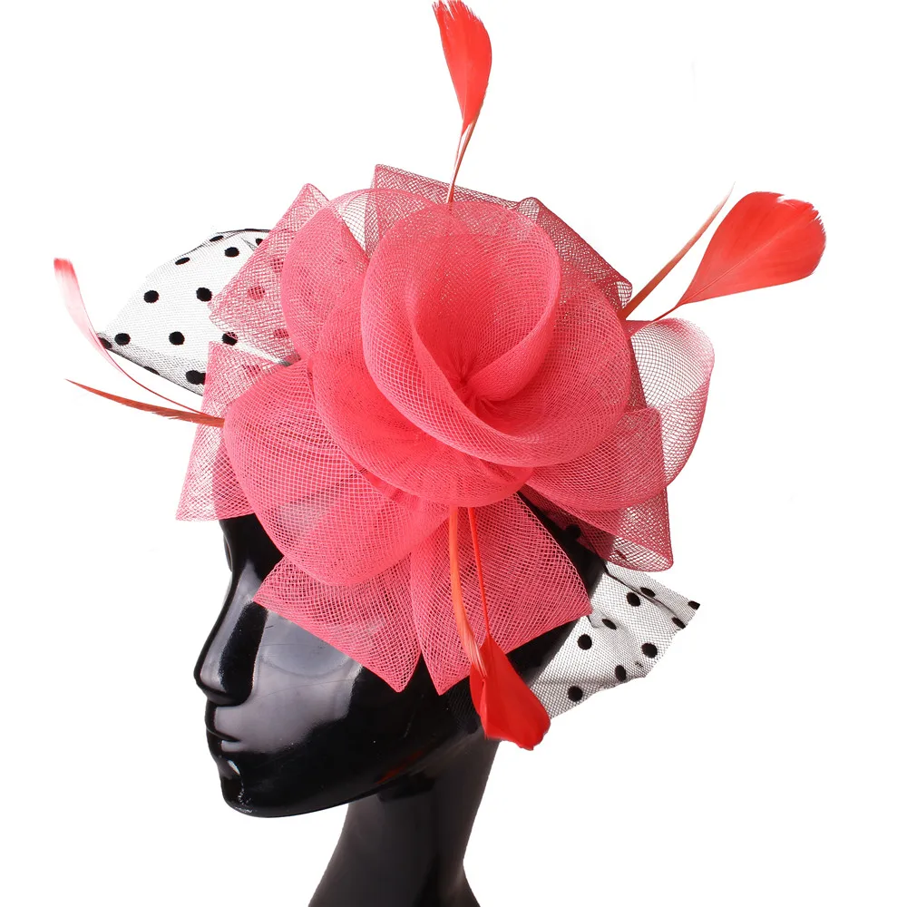 Eleganckie nakrycie głowy dla kobiet wielekolorowy krynoliny Fascinator nakrycie głowy kolorowe siateczkowe nakrycie głowy kapelusz koktajlowy MYQ039