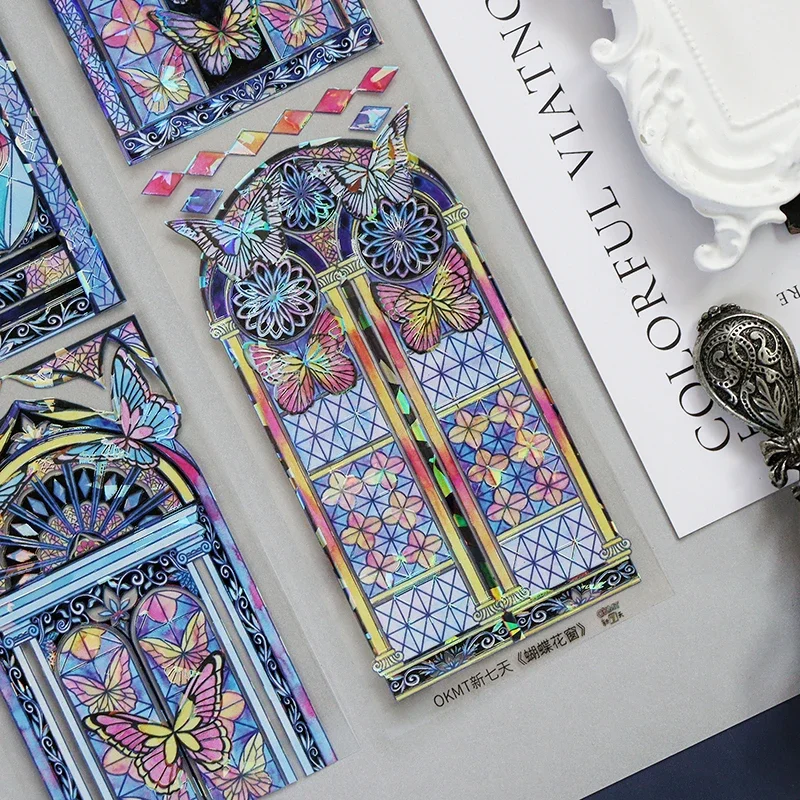 5Meter roll Butterfly Window Shiny Pet Tape Collage Journal Decoration