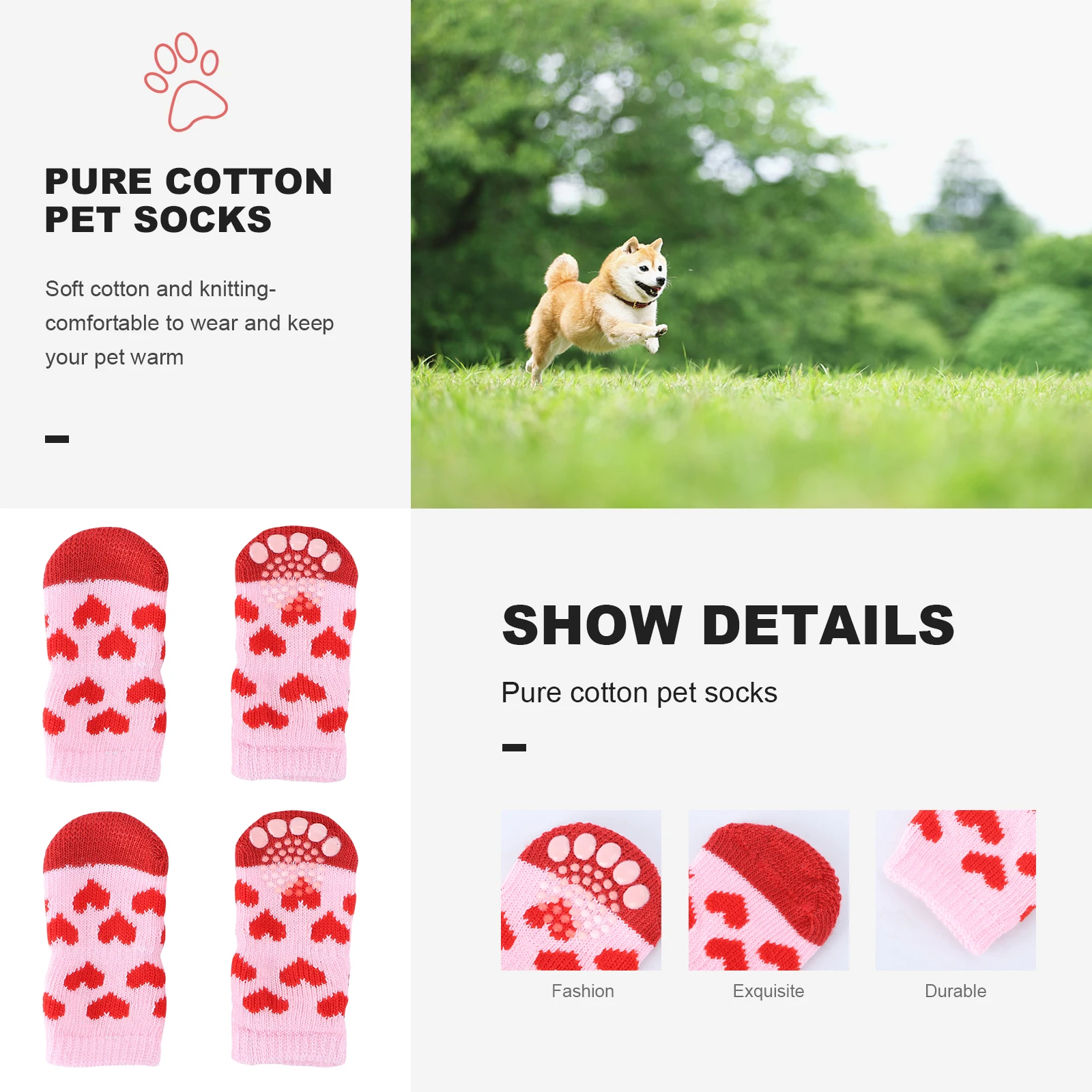 

4 Pcs Skid Cotton Knitting Anti Skid for Puppy Dogs Bottom Cotton Knitting Pet Keep Clean For Puppy Dogs Pet No Fade Odor