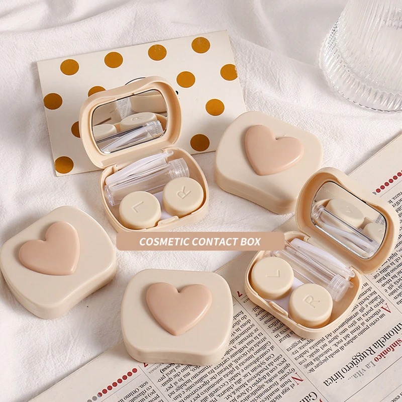 

Cute Contact Lens Case 5 in1 Travel Daily Outdoor Contact Lens Cases Colorful Lens Remover Tool Kit with Mirror Solution Bottle