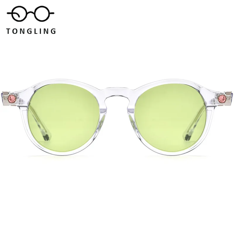 2026 New High-End Fashion Women Luxurious Diamond Metal Acetate Fiber Round Glasses-Men Trendy Fashion Handcrafted Sunglasses