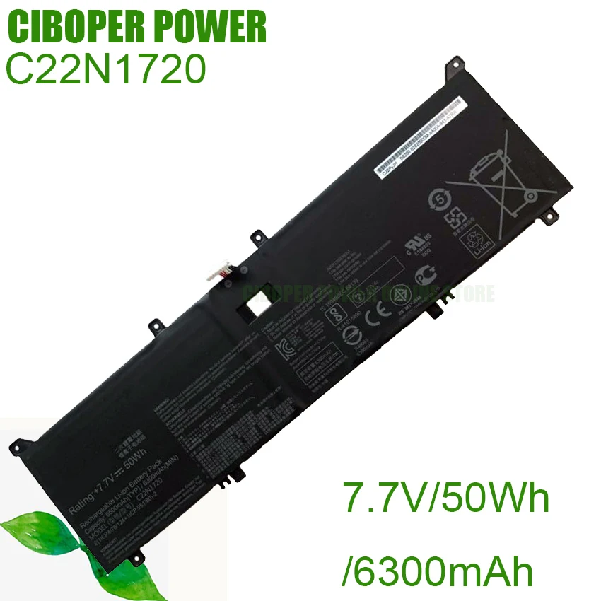 CP Laptop Battery C22N1720 7.7V/50Wh/6300mAh For ZenBook S UX391 UX391U UX391UA UX391UA-xb71 UX391UA-xb74t series