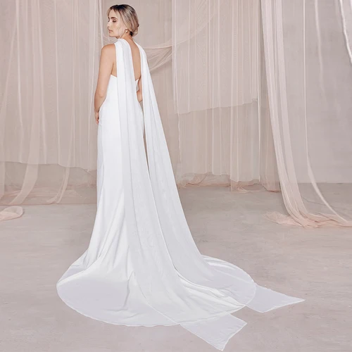 Imagen 1 del producto Corbata de novia de gasa larga Simple sin vestido, bufanda de boda desmontable elegante, accesorios de boda de moda TSWD690