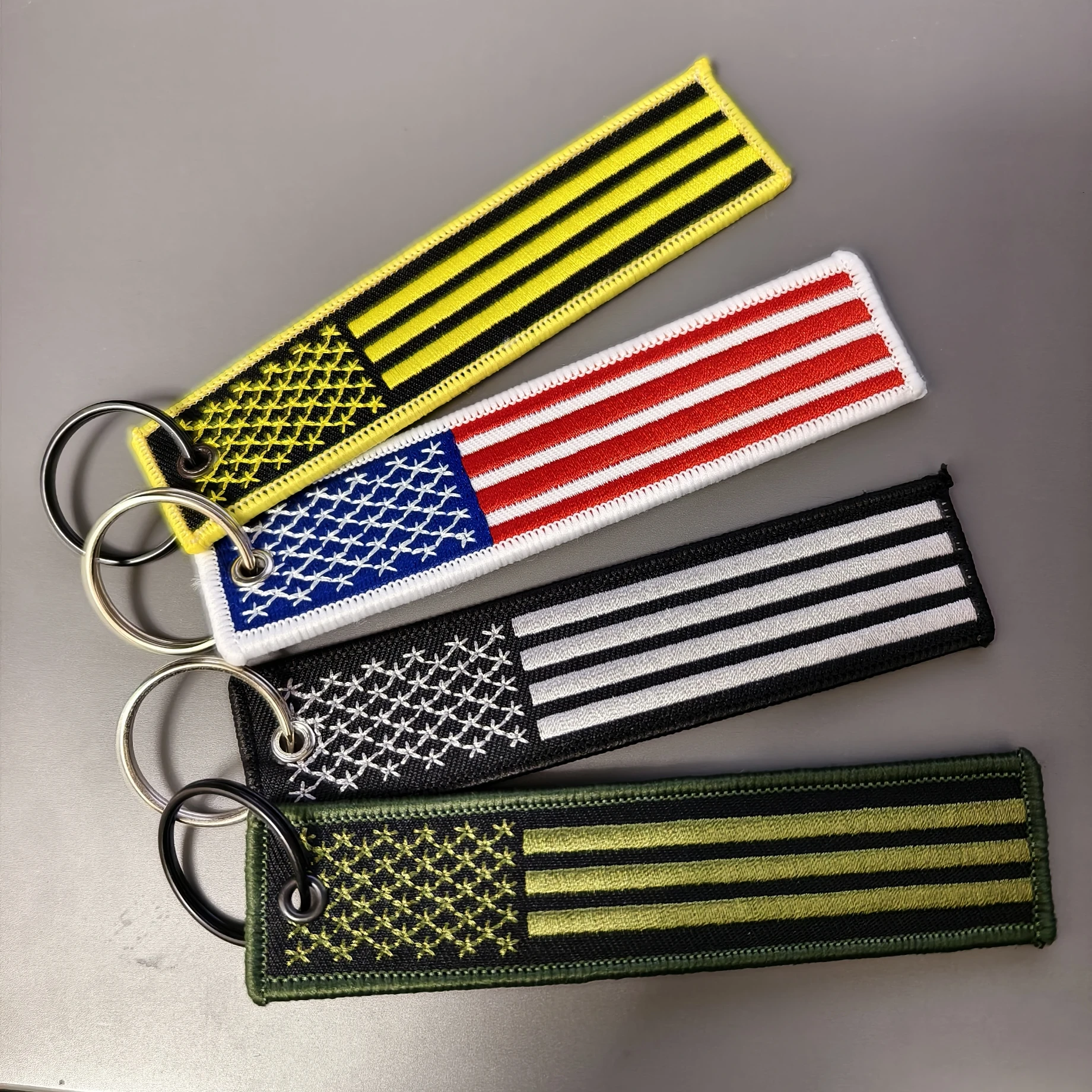 Personalized Fashion Motorcycle Cars Keychain Embroidery American Flag Keyring Aviation Gifts Key Tag Airplane Key Chain