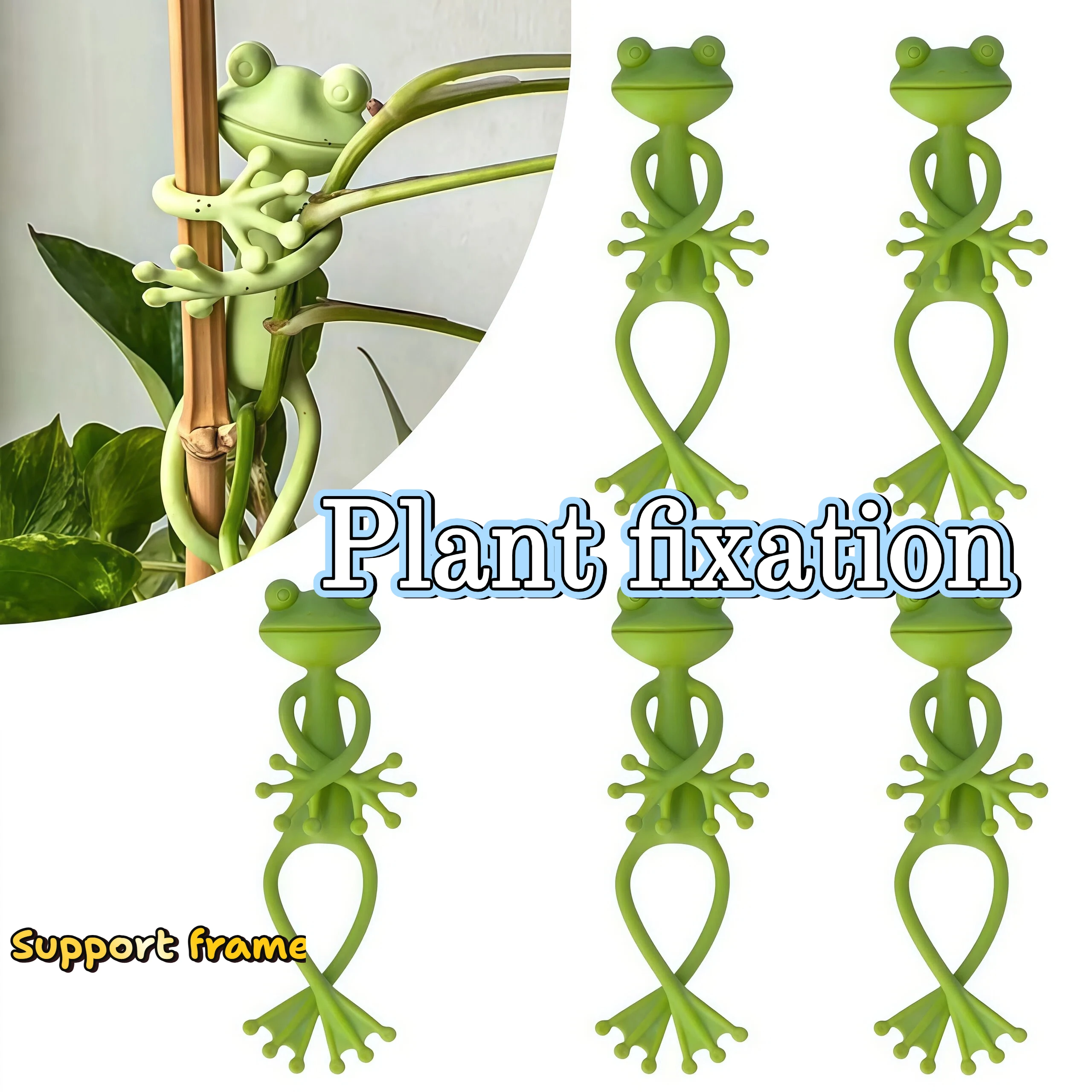 Frog Shaped Plastic Plant Stand Twisted Flexible Reusable Garden Decoration Horticultural Supplies Fixed Support Decorative