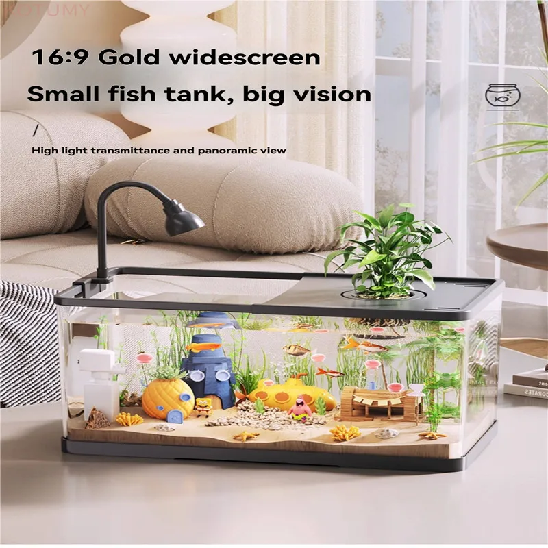 Home Use Small Fish Tank  High Transparent PC Ecological Fish Tank Gold Tank Oxygenation Explosion Proof Aquarium