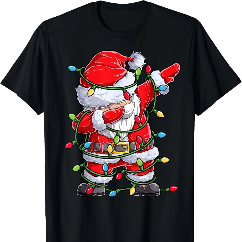 Dabbing-Santa-Christmas-Tree-Lights-Xmas-Gifts-Boys-Kids-Dab-Printed-T-shirt-Tops-Adult-Unisex-Casual-Style-Tops-Tee-Shirt-Short