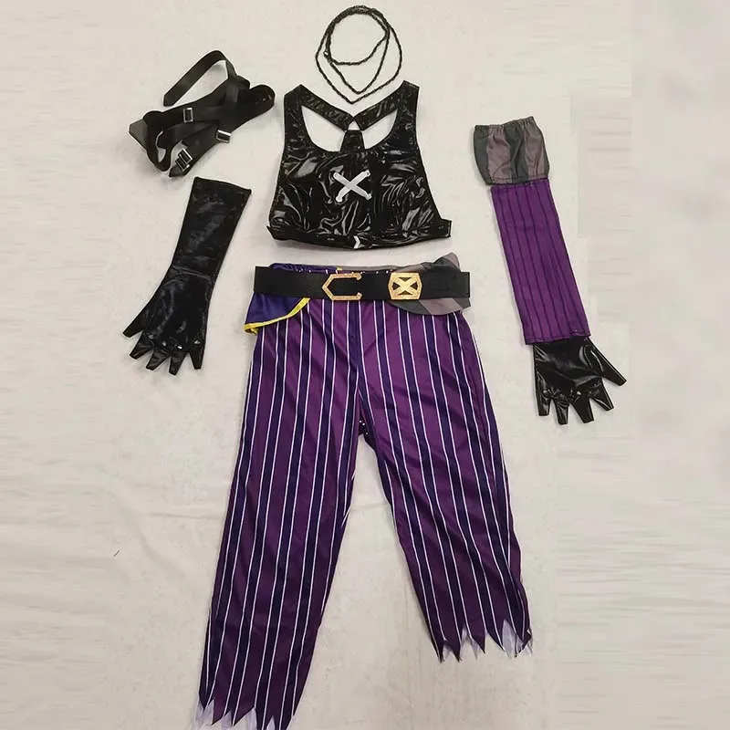 

Косплей Костюм Игра Аркан Женщины Jinx Одежда для Хэллоуина Comic Con Jinxx Cospay 6;m'7,k.9;s'6;m'7,k.9;s'