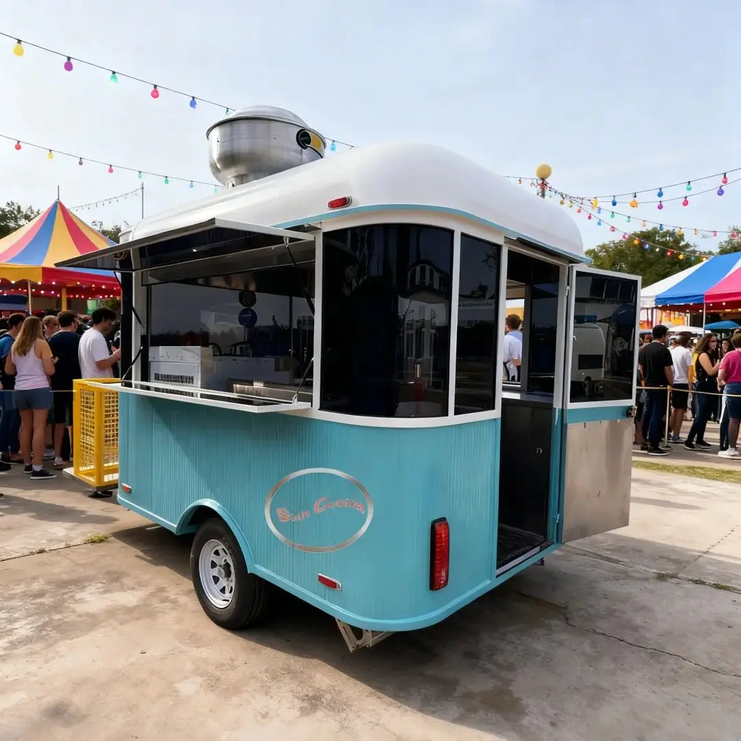 Camión de comida al aire libre, barbacoa de franquicia, equipo de cocina de comida rápida, pinchos, remolque de Catering para oportunidades de negocio