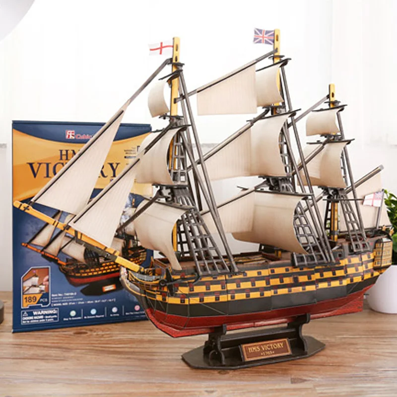 Cubicfun Handmade paper model toys for the British Navy's Royal Victory sailboat