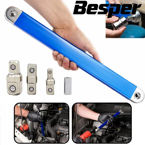 Llave de extensión de torsión de trinquete, herramienta de extensión de espacios estrechos con adaptadores de accionamiento de 1/2 "", 1/4"" y 3/8 "", herramientas manuales de dinámica Universal