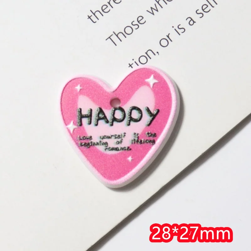 

Wholesale 50pcs/lot color pattern print cartoon hearts shape acrylic beads diy jewelry garment hair accessory