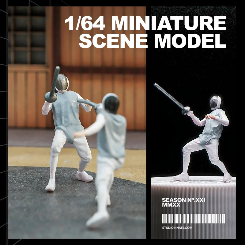 Resin 3D Print  1/64 Fencing Competition Model  Diorama Figure Model  Creative Photography Display Collection Decoration