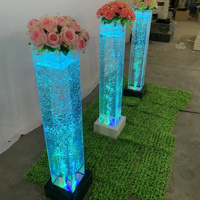 Wedding stage decorative led glow furniture light up water bubble column wedding pillar