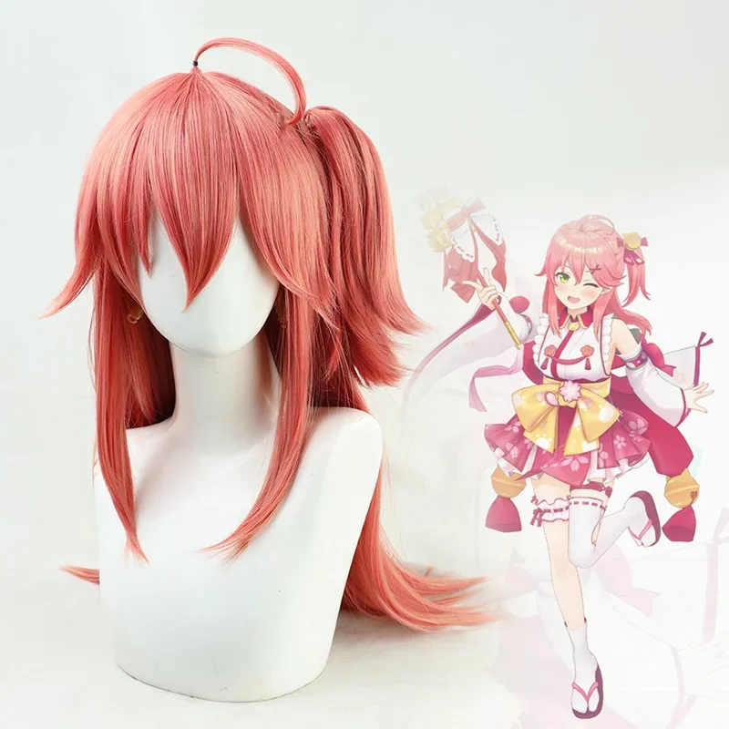 

VTuber Sakura Miko Cosplay Costume Wig Adult Women Red Hair Heat Resistant Synthetic Wigs Clothing Accessory Halloween Prop