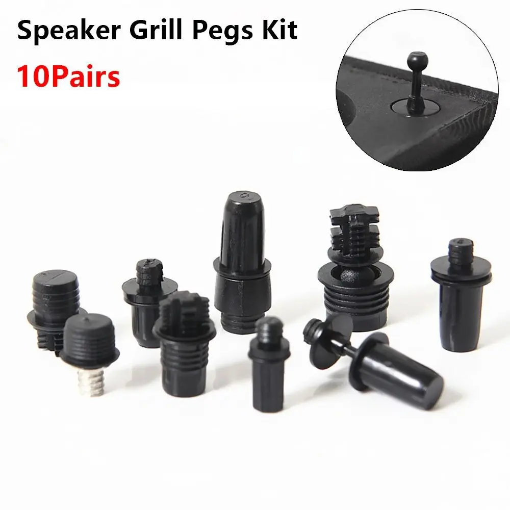 10Pairs Screw Clip Speaker Grill Pegs Kit DIY Plastic Audio Speaker Buckles Ball Socket Pin Type Snap Button