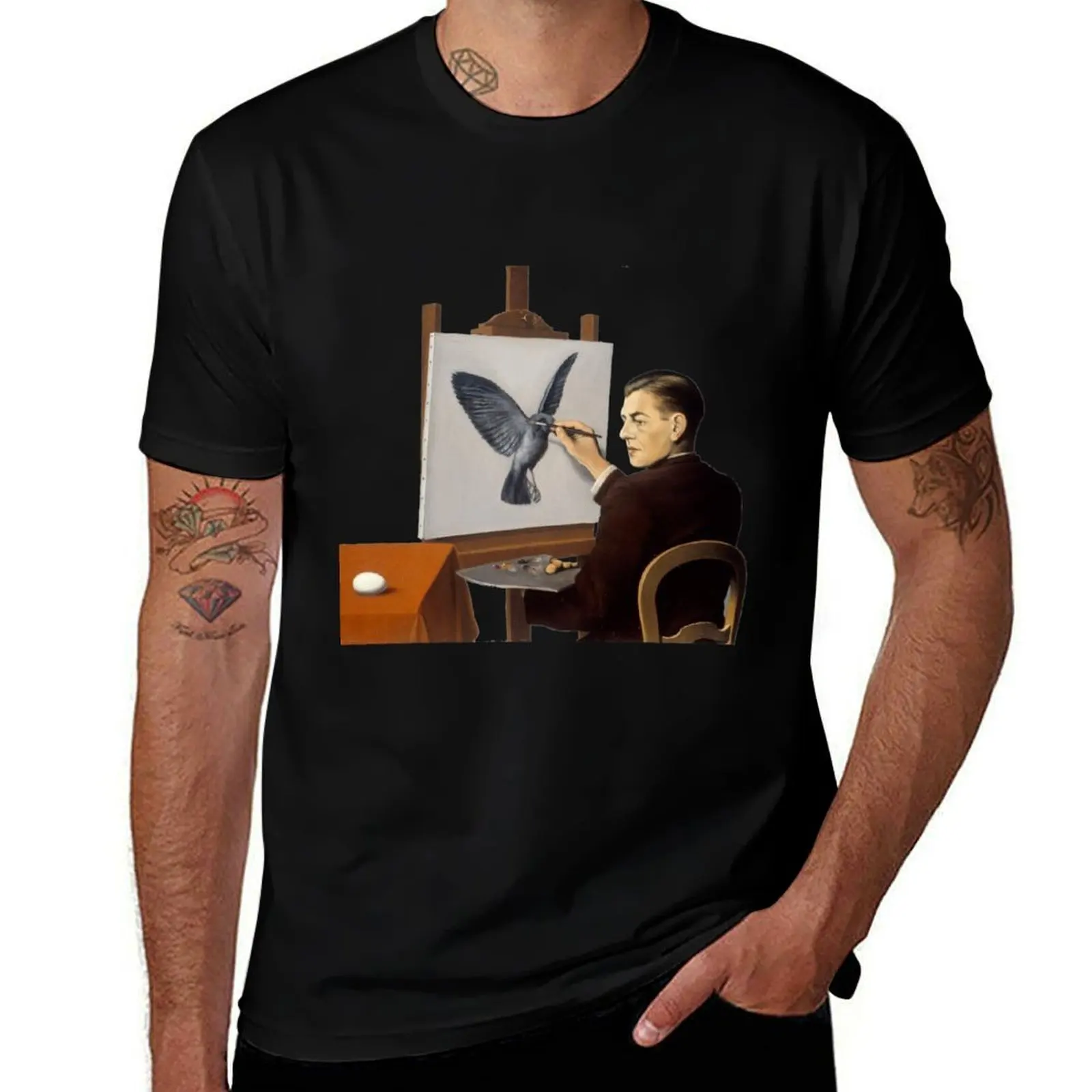 Magritte Clairvoyance inspired design T-Shirt Work Outdoor T-Shirt for Men