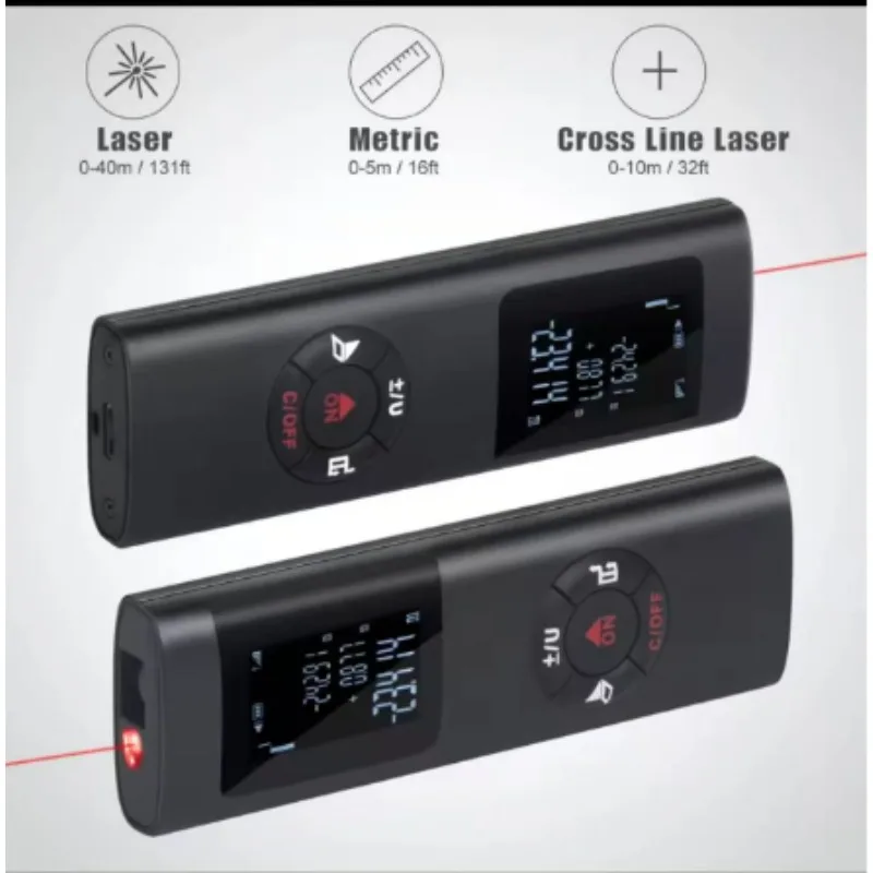 40M/60M Mini Smart Laser Distance Meter Measure Infrared Rangefinder USB Rechargeable Portable Handheld Laser Range Finder Tools