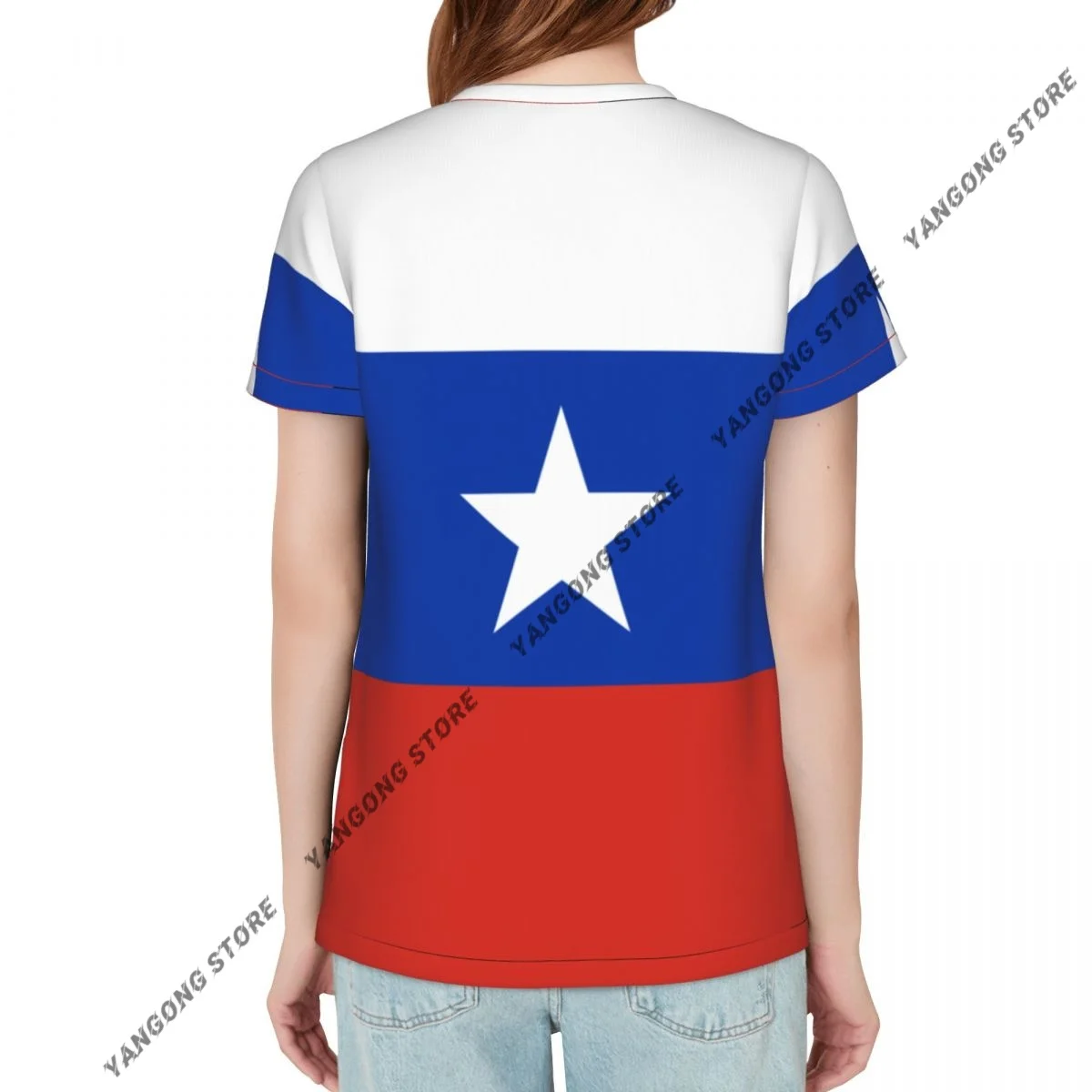 T Shirt Women Flag Of Chile Tee Shirt Casual Round Neck Short Sleeve Streetwear Female T-Shirt