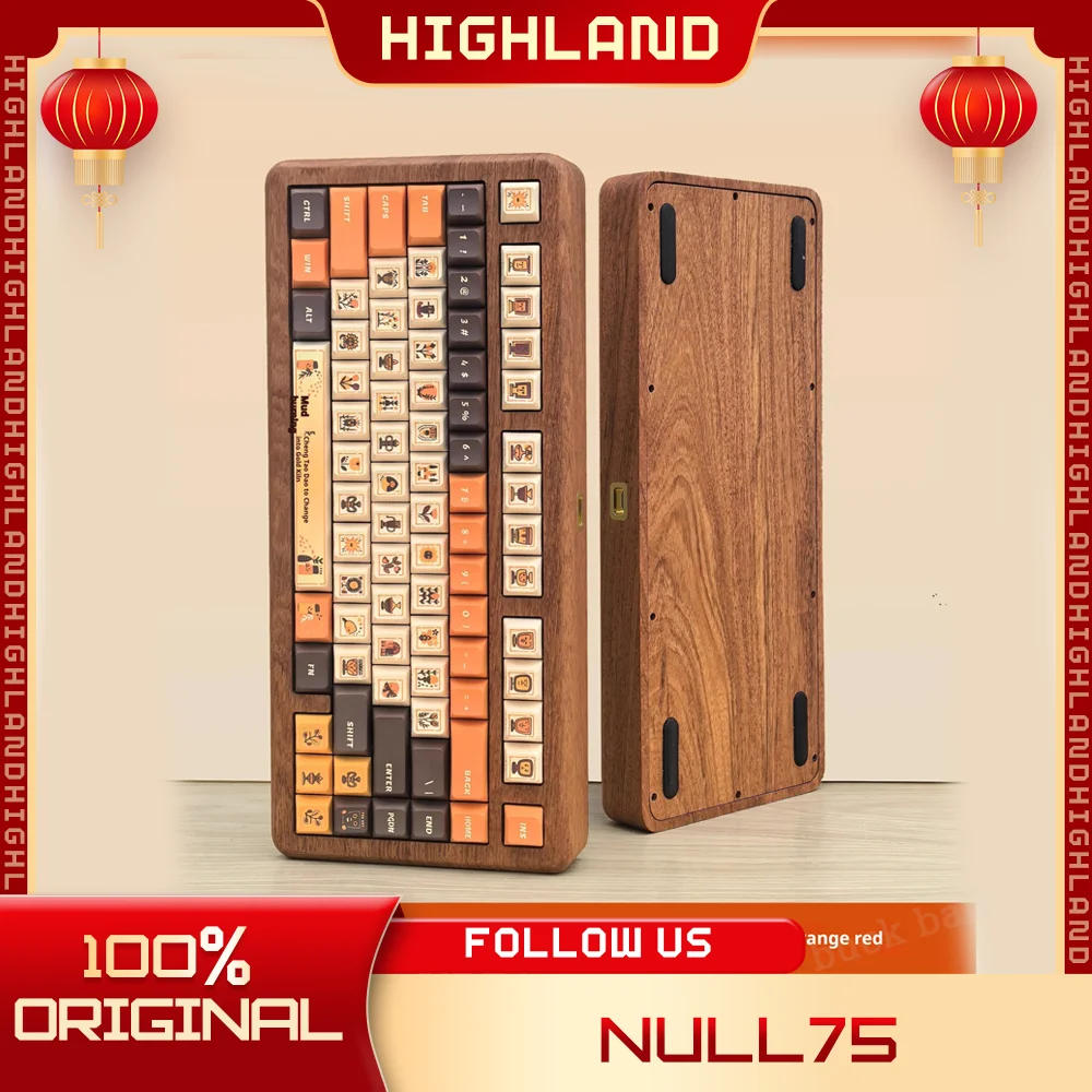 

Zaoyi Null75 Wood Keyboard Kit Walnut Wood Kit 81keys 3mode Gaming Keyboard Kits Hot Swap Wriless Bluetooth Gasket Keyboard Kits